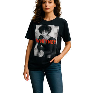Whitney Houston Graphic T-Shirt Womens L Black Celebrity 90s Nostalgia Music Tee